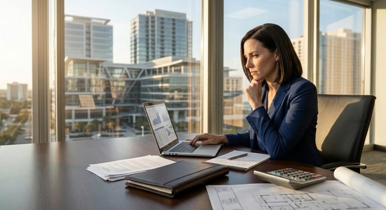 Florida commercial real estate agent reviewing commercial real estate commission splits and brokerage fees