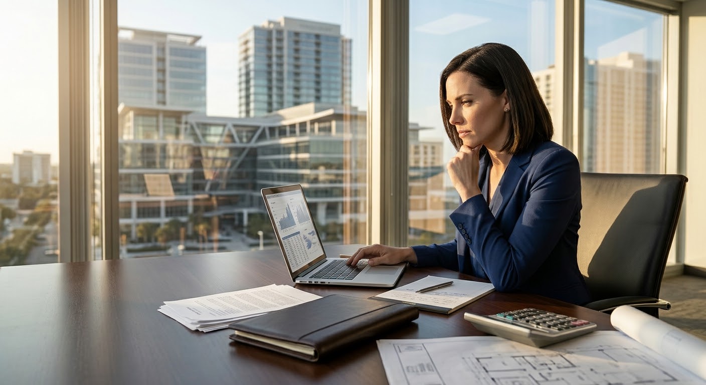 Florida commercial real estate agent reviewing commercial real estate commission splits and brokerage fees