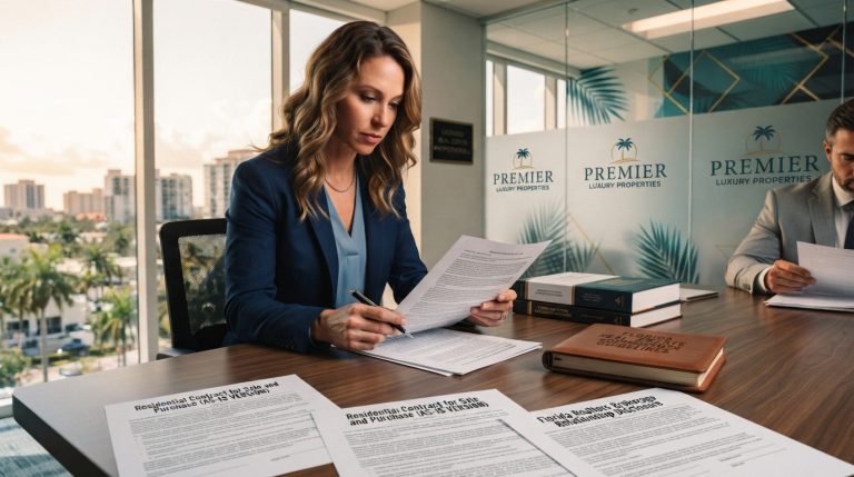 Real estate agent comparing different Florida real estate contract forms and brokerage templates while learning that Florida does not require REALTORS® forms.