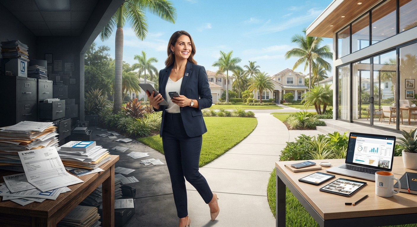 Part-time Florida real estate agent choosing between expensive traditional brokerage fees and the flexible Easy Realty model