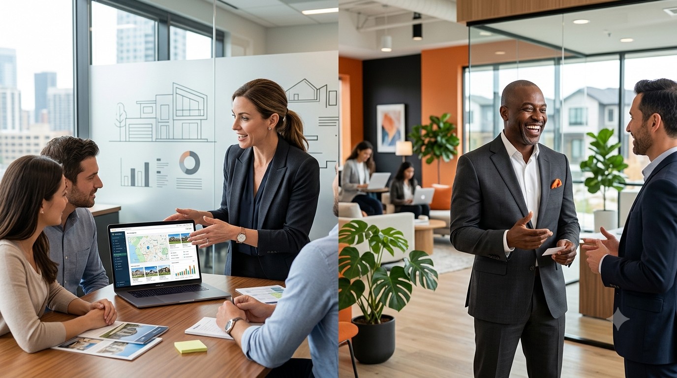 Two real estate agents using different business models, illustrating whether all agents need MLS access.