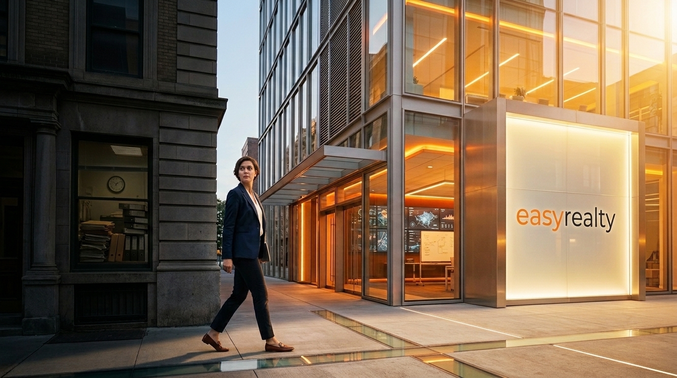 Real estate agent choosing between traditional NAR-style infrastructure and an AI-powered modern brokerage model