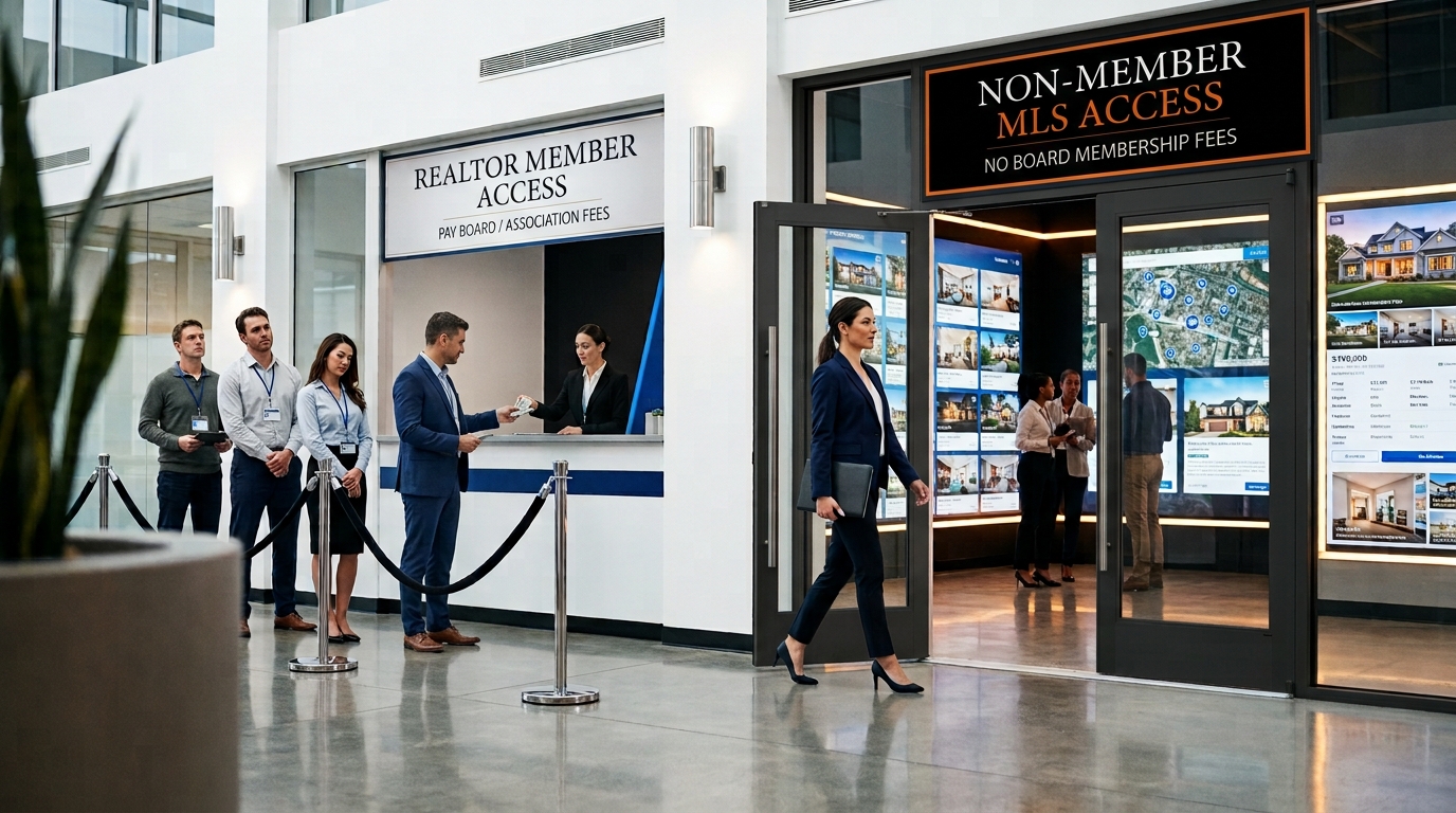 Real estate agent researching non-member MLS access without REALTOR membership.