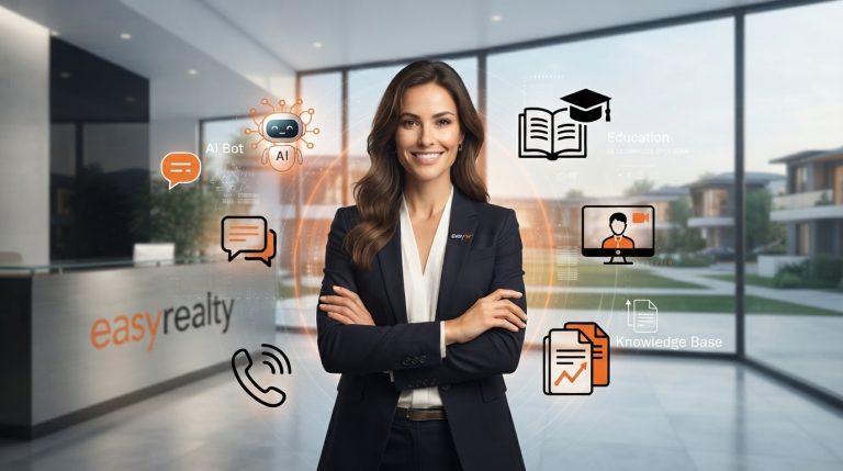 Real estate agent receiving support through Easy Realty's AI, education, and brokerage support systems