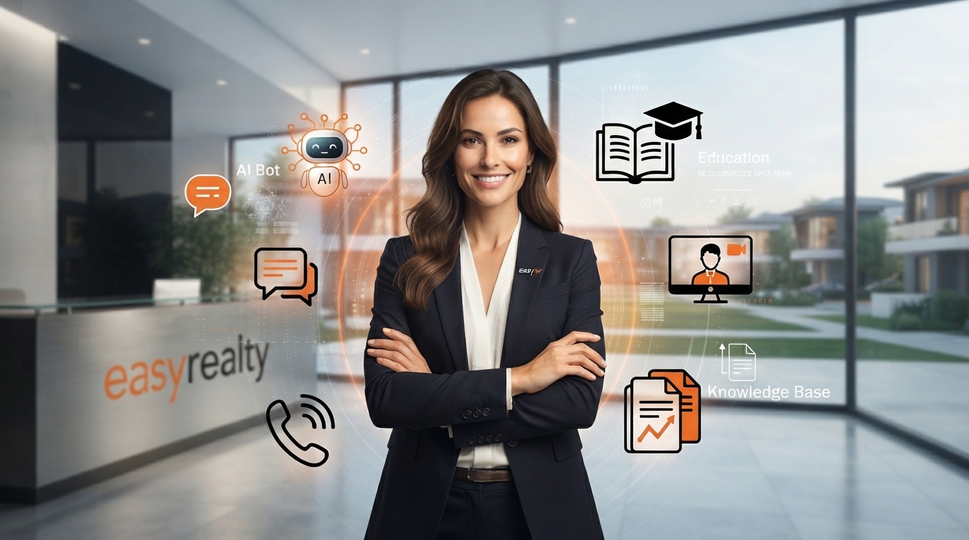 Real estate agent receiving support through Easy Realty's AI, education, and brokerage support systems