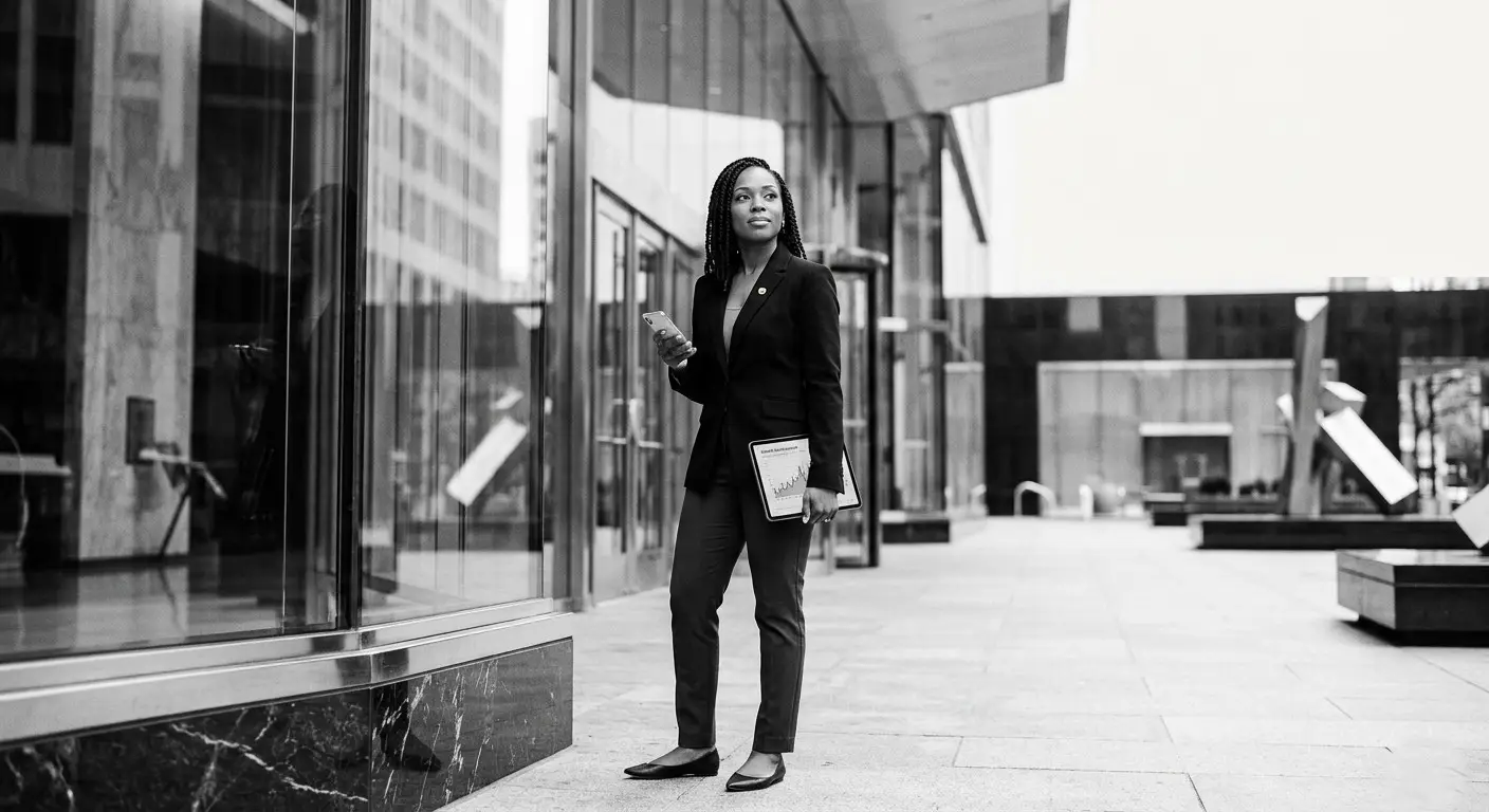 Real estate agent standing outside office building reflecting on what a brokerage is supposed to do for you and the role of support and systems in their business