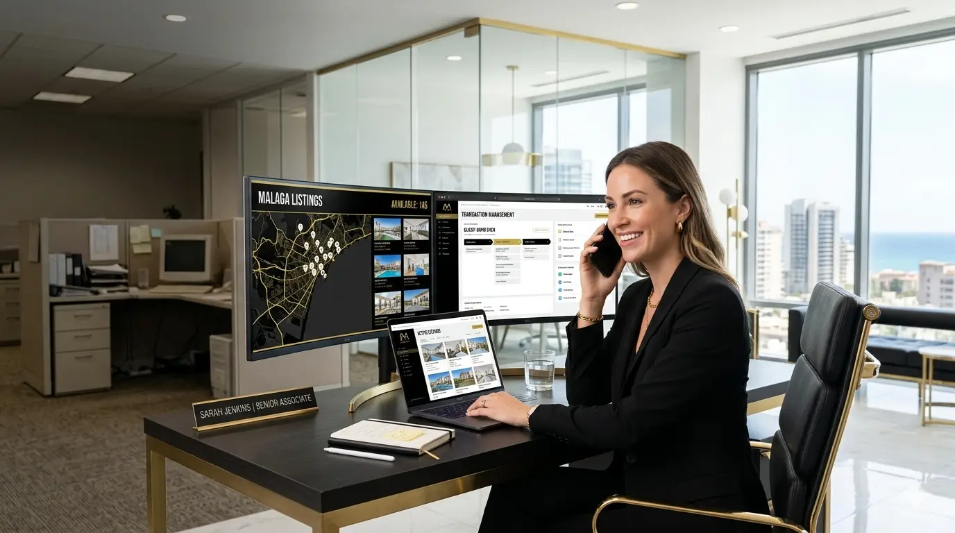 Real estate agent using modern tools and systems, representing what agents want from a brokerage such as support, training, and scalable business systems