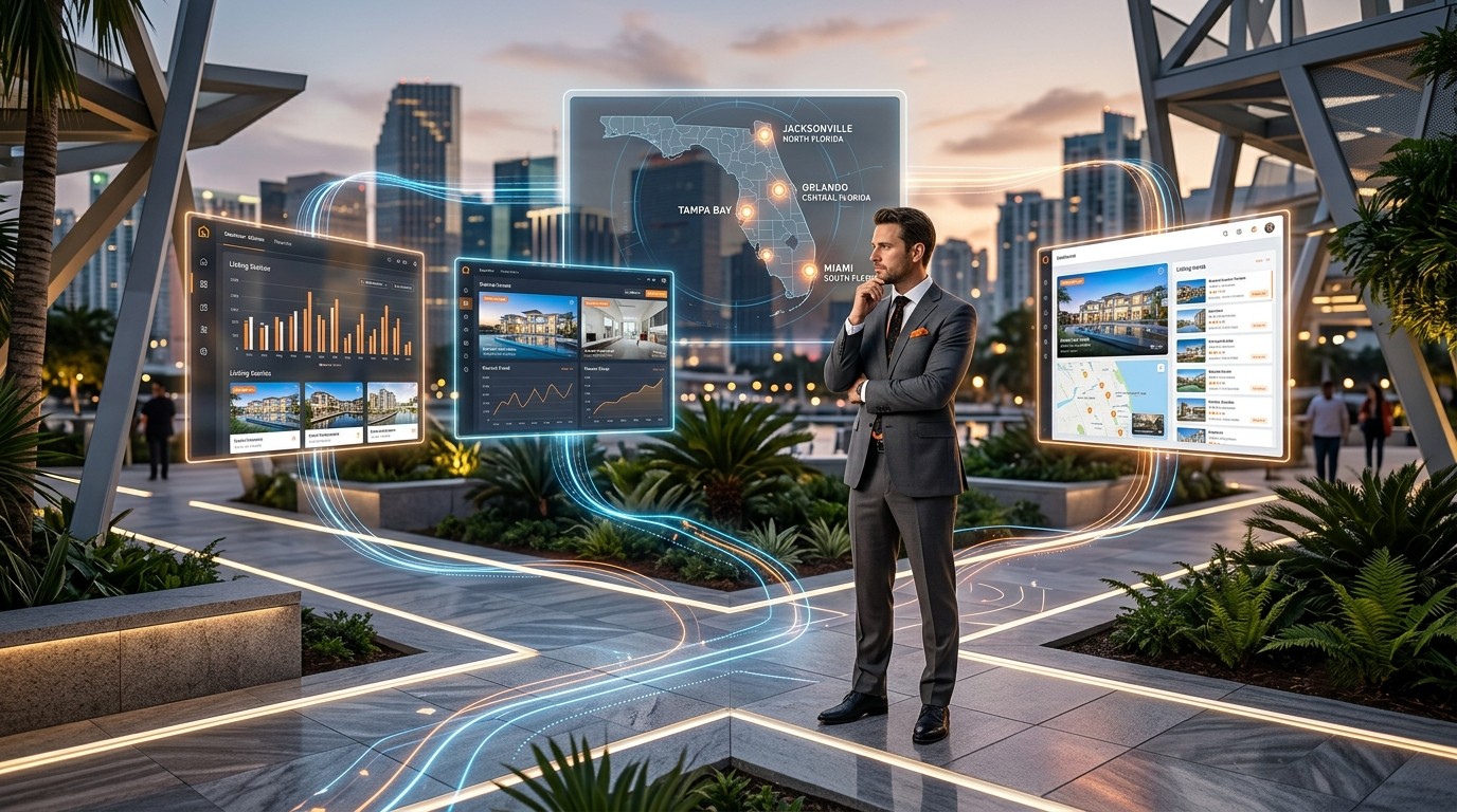 Real estate agent choosing between multiple MLS systems through a digital property listing platform.